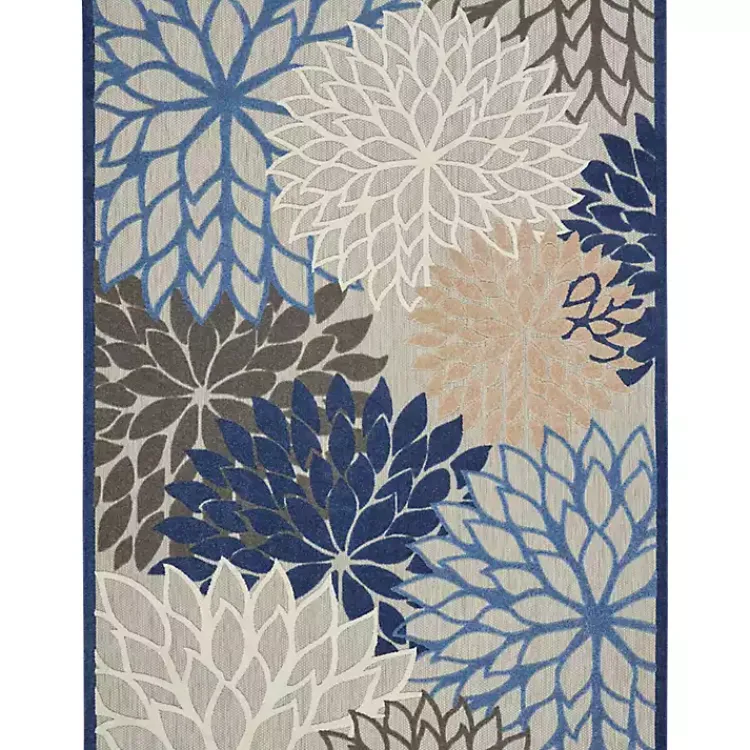 Kirklands Home Blue Floral Outdoor Area Rug, 7x10 Sale
