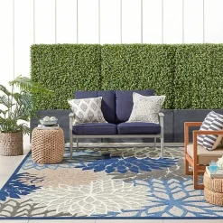 Kirklands Home Blue Floral Outdoor Area Rug, 7x10 Sale