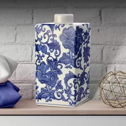 Vases>Kirklands Home Blue Floral Rectangle Vase