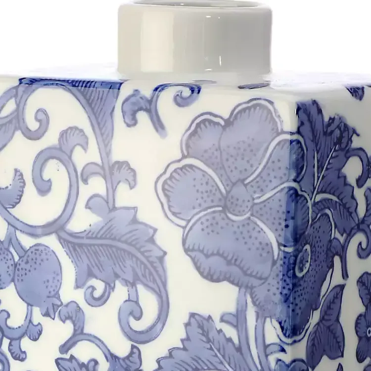 Vases>Kirklands Home Blue Floral Rectangle Vase