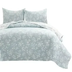 Kirklands Home Blue Floral Reversible 3-pc. King Quilt Set Outlet
