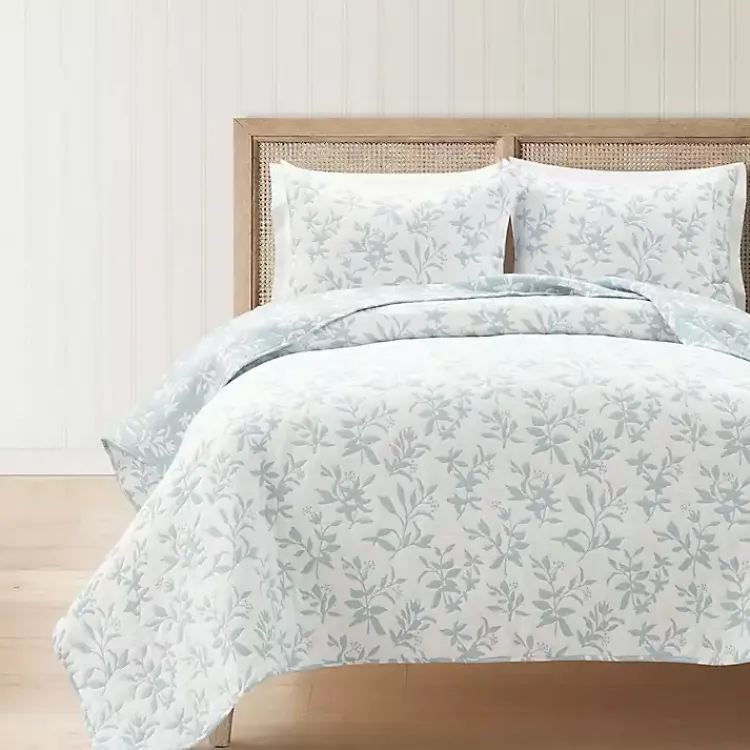 Kirklands Home Blue Floral Reversible 3-pc. King Quilt Set Outlet