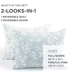 Kirklands Home Blue Floral Reversible 3-pc. King Quilt Set Outlet