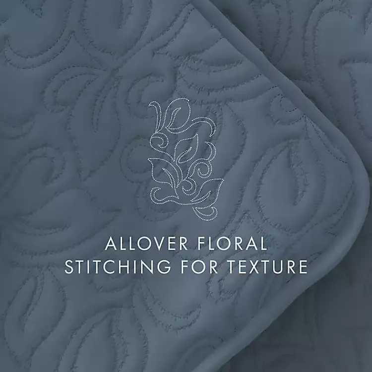 Kirklands Home Floral Stitch 3-pc. Queen Quilt Set Blue Hot