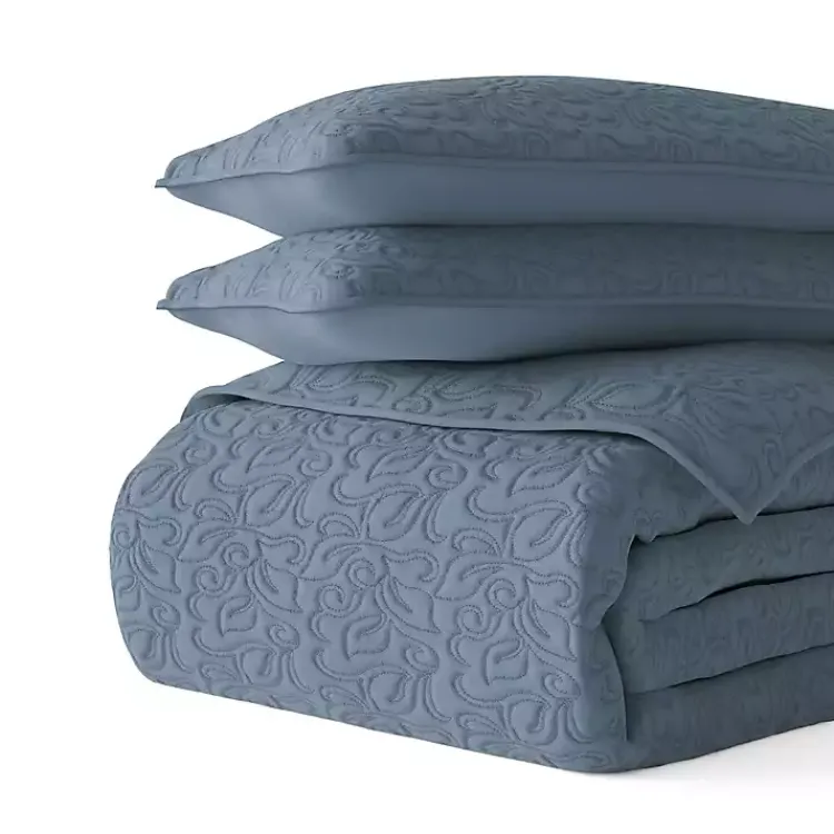 Kirklands Home Floral Stitch 2-pc. Twin Quilt Set Blue New