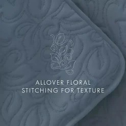 Kirklands Home Floral Stitch 2-pc. Twin Quilt Set Blue New