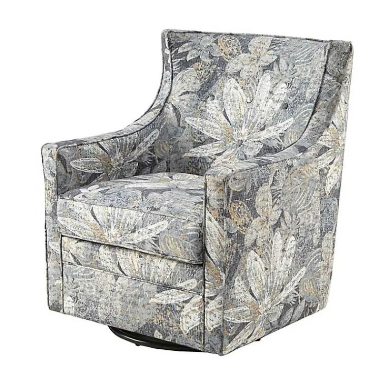 Kirklands Home Floral Swivel Mica Glider Accent Chair Blue Discount