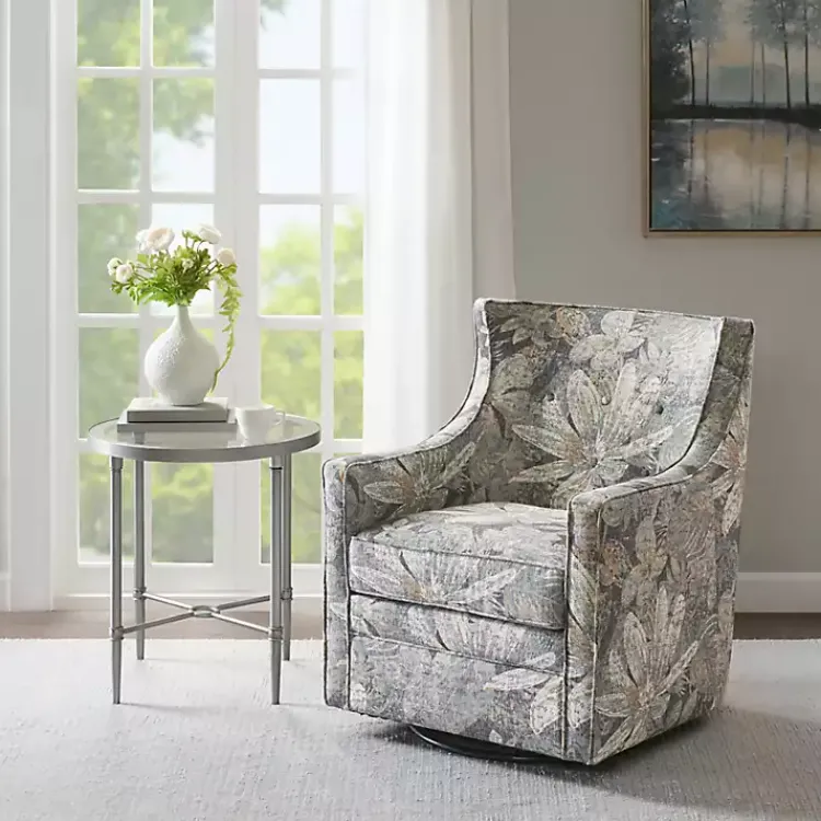 Kirklands Home Floral Swivel Mica Glider Accent Chair Blue Discount