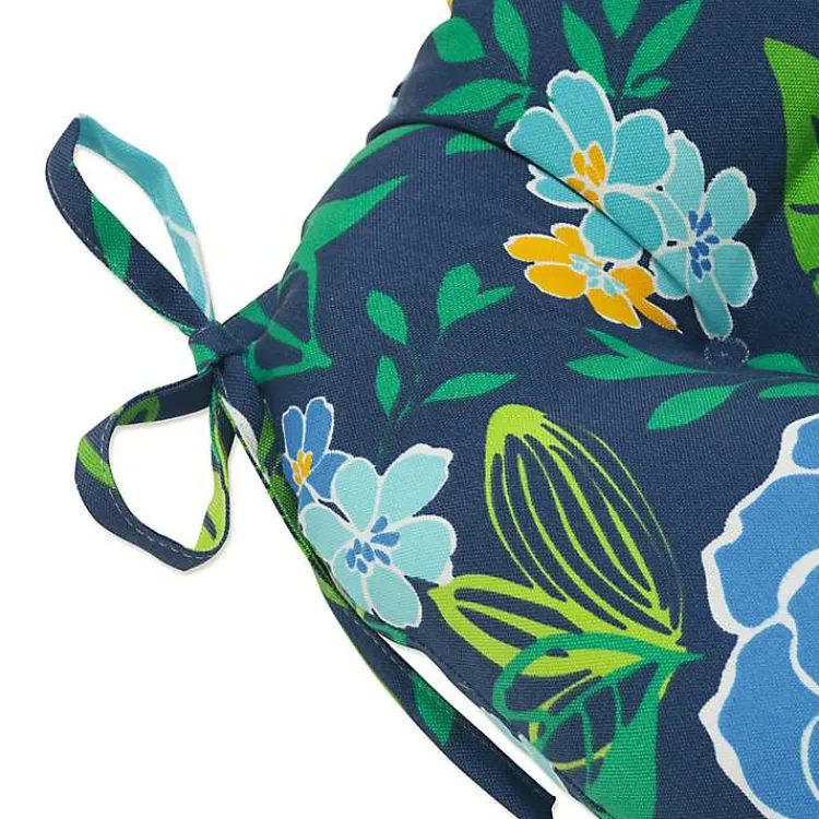 Kirklands Home Blue Floral Tufted Outdoor Seat Cushions, Set of 2 Outlet