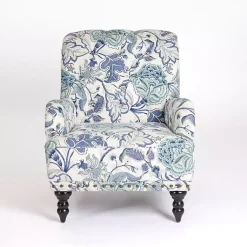Kirklands Home Floral Tufted Rebecca Accent Chair Blue