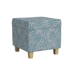 Kirklands Home Floral Upholstered Square Storage Ottoman Blue Best