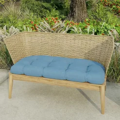 Kirklands Home French Edge Outdoor Wicker Settee Cushion Blue