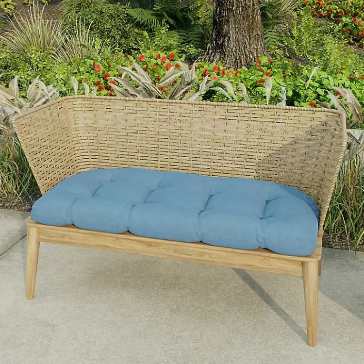 Kirklands Home French Edge Outdoor Wicker Settee Cushion Blue