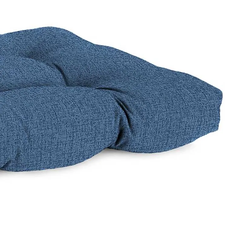Kirklands Home French Edge Outdoor Wicker Settee Cushion Blue