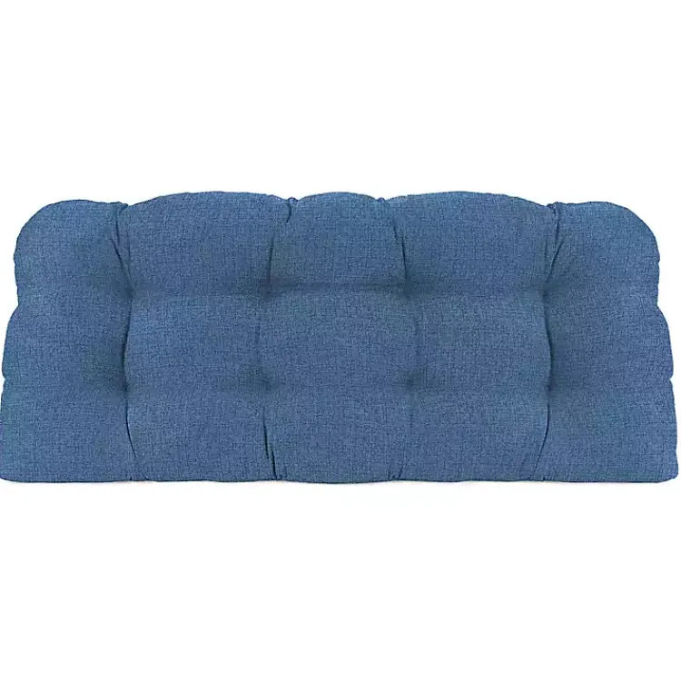 Kirklands Home French Edge Outdoor Wicker Settee Cushion Blue