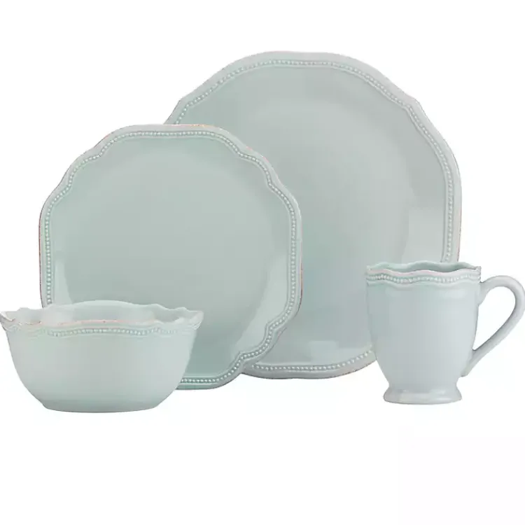 Kirklands Home French Scalloped Bead 4-pc. Dinnerware Set Blue Hot