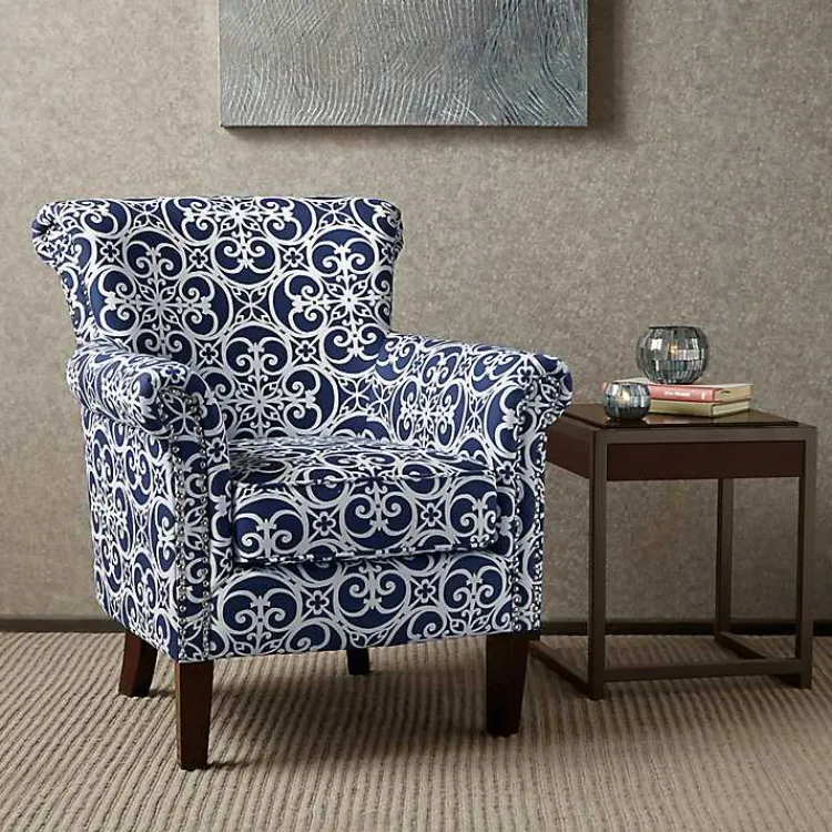 Kirklands Home Fretwork Accent Club Chair Blue Clearance