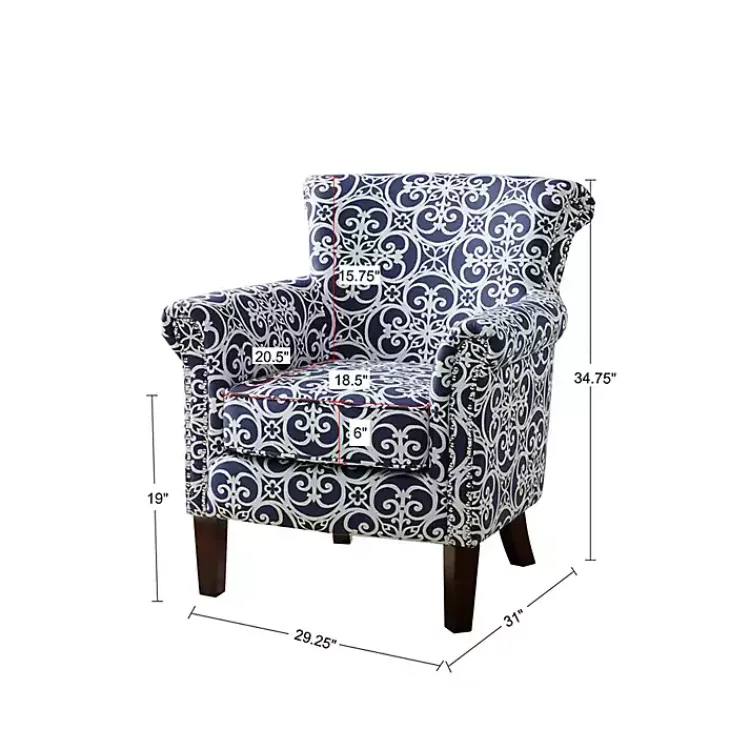 Kirklands Home Fretwork Accent Club Chair Blue Clearance