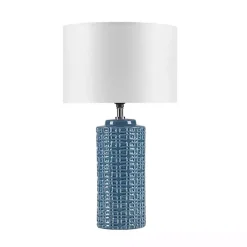 Kirklands Home Blue Geometric Ceramic Table Lamp White Outlet