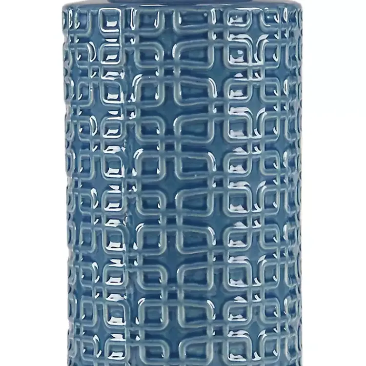Kirklands Home Blue Geometric Ceramic Table Lamp White Outlet
