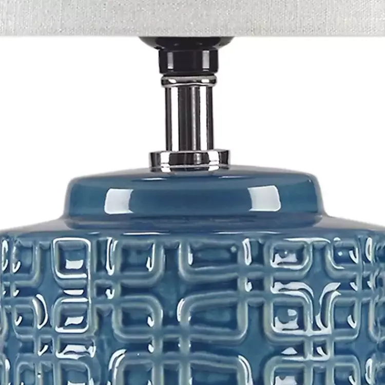 Kirklands Home Blue Geometric Ceramic Table Lamp White Outlet