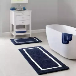Kirklands Home Blue Geometric Pattern Reversible Bath Mat, 34 in. Online
