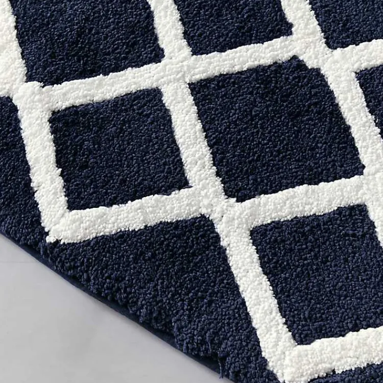 Kirklands Home Blue Geometric Pattern Reversible Bath Mat, 34 in. Online