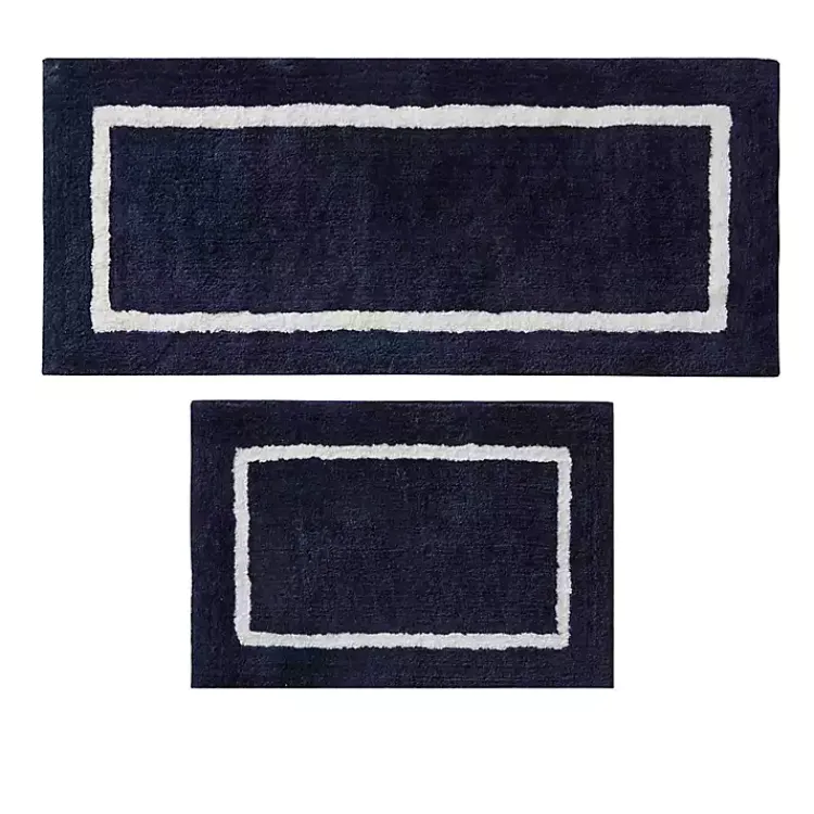 Kirklands Home Blue Geometric Pattern Reversible Bath Mat, 34 in. Online