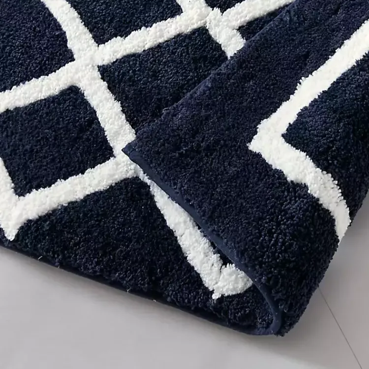 Kirklands Home Blue Geometric Pattern Reversible Bath Mat, 60 in. Online