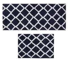 Kirklands Home Blue Geometric Pattern Reversible Bath Mat, 60 in. Online