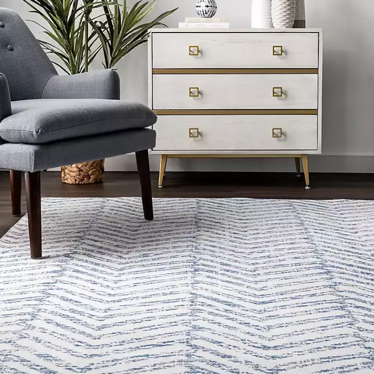 Kirklands Home Blue Geometric Pattern Washable Runner