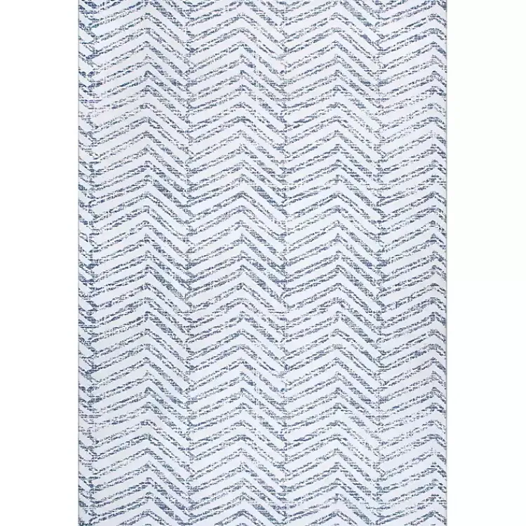 Kirklands Home Blue Geometric Pattern Washable Area Rug, 4x6 New