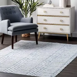 Kirklands Home Blue Geometric Pattern Washable Area Rug, 4x6 New