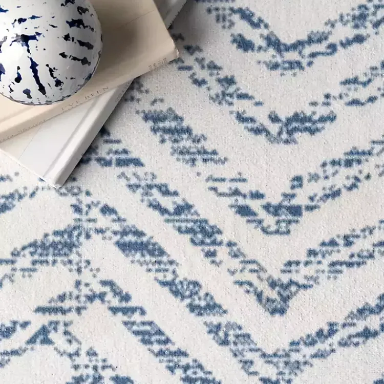 Kirklands Home Blue Geometric Pattern Washable Area Rug, 4x6 New