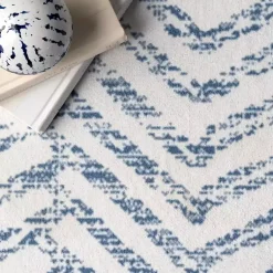 Kirklands Home Blue Geometric Pattern Washable Area Rug, 5x8 Sale