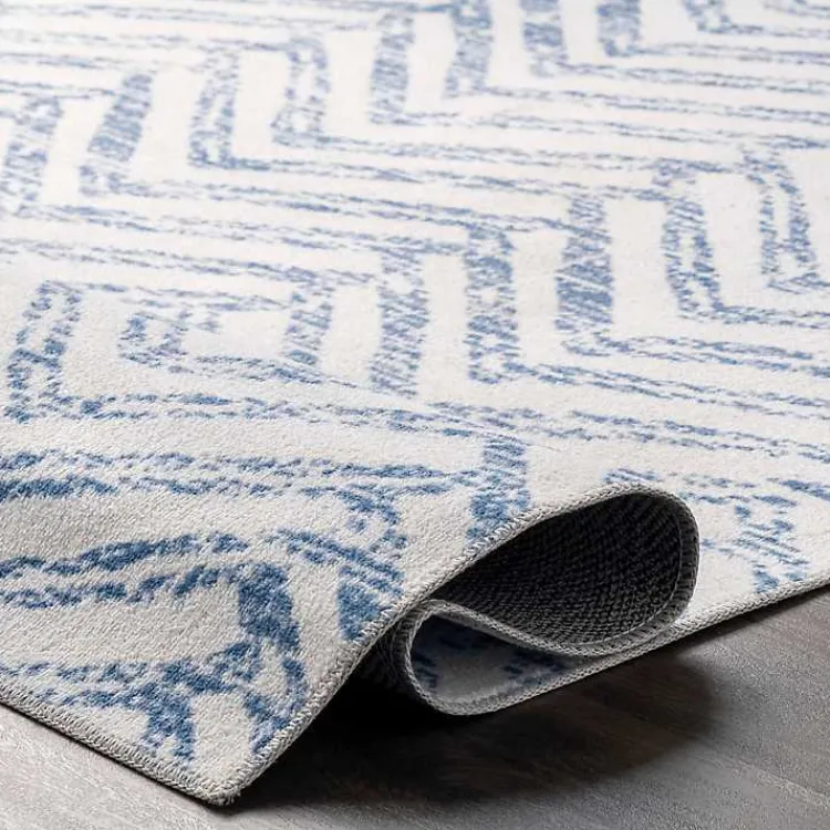 Kirklands Home Blue Geometric Pattern Washable Area Rug, 5x8 Sale