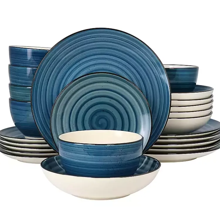 Kirklands Home Gia Stoneware 24-pc. Dinnerware Set Blue Clearance