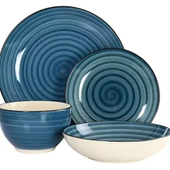 Kirklands Home Gia Stoneware 24-pc. Dinnerware Set Blue Clearance