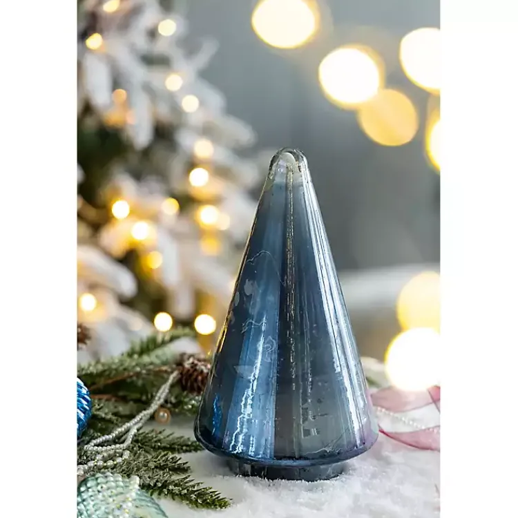Christmas Decorations>Kirklands Home Glass Cone Shaped Christmas Tree, 10 in. Blue