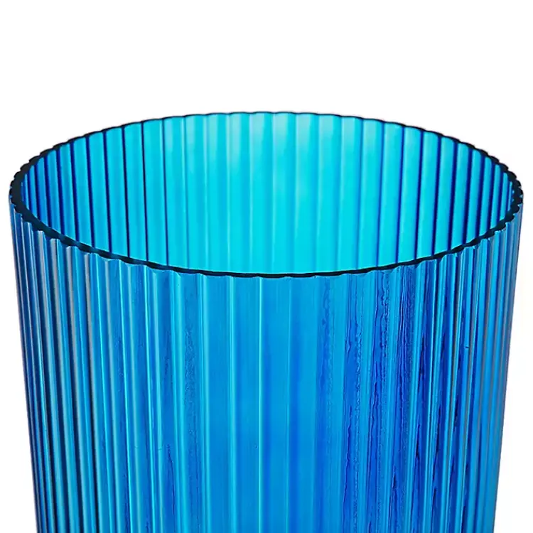 Vases>Kirklands Home Glass Vase with Silver Pedestal Base, 20 in. Blue