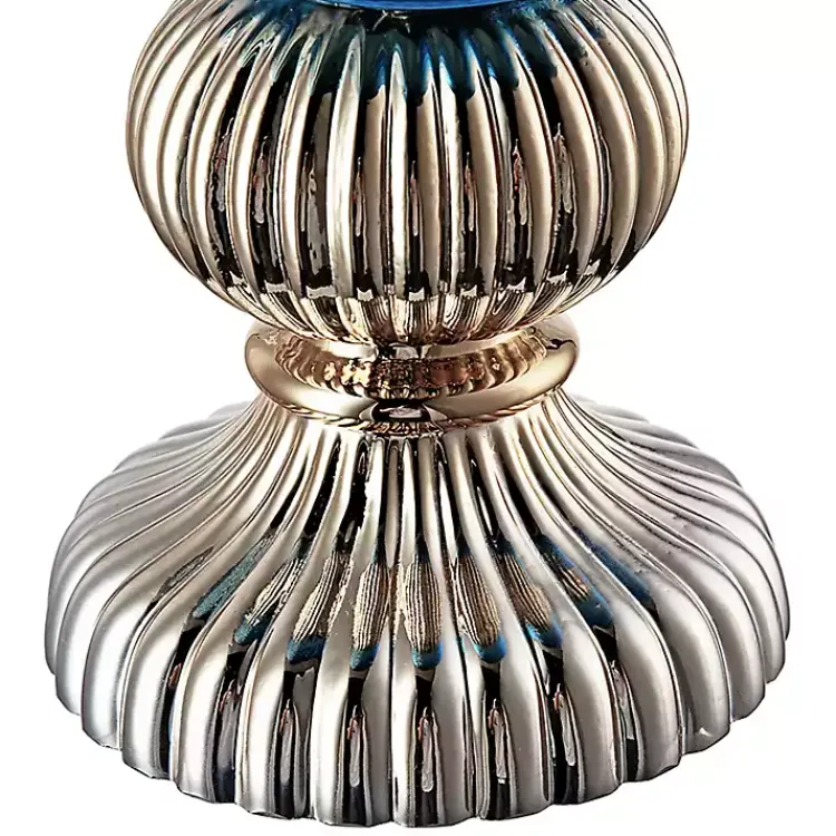 Vases>Kirklands Home Glass Vase with Silver Pedestal Base, 16 in. Blue