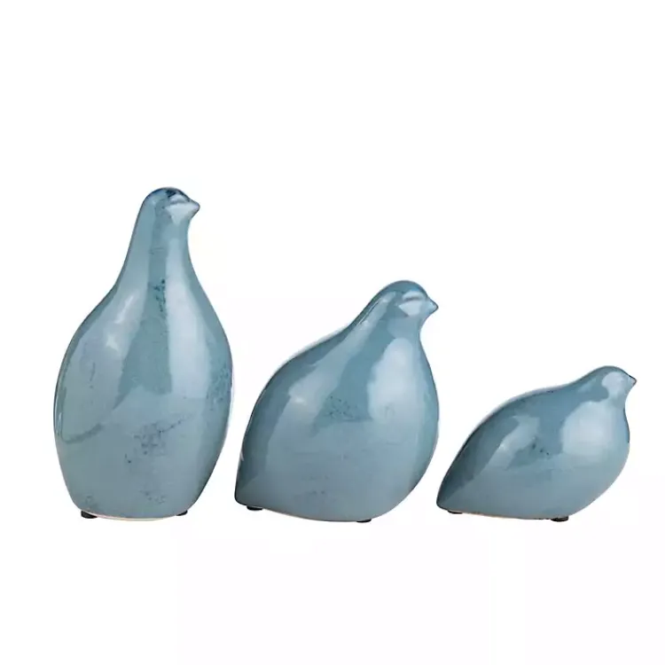 Statues & Figurines>Kirklands Home Glazed Ceramic Bird Figurines, Set of 3 Blue