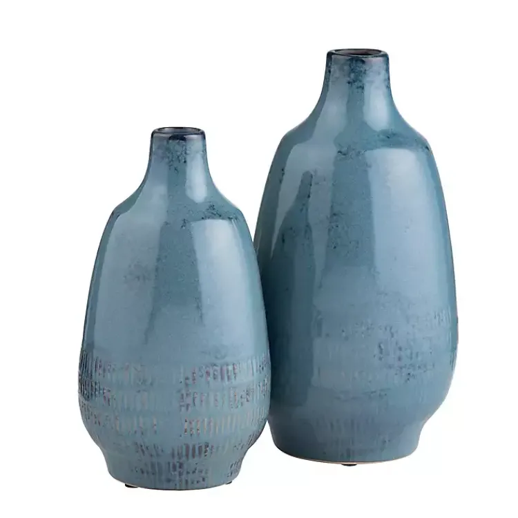 Vases>Kirklands Home Glazed Ceramic Vases, Set of 2 Blue