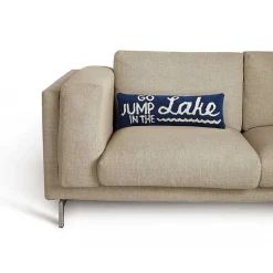 Pillows>Kirklands Home Blue Go Jump in the Lake Hooked Lumbar Pillow