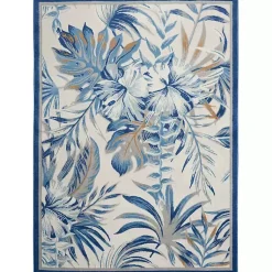 Kirklands Home Blue Grand Leaf Coastal Area Rug, 5x7