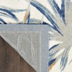 Kirklands Home Blue Grand Leaf Coastal Area Rug, 5x7