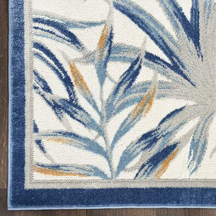 Kirklands Home Blue Grand Leaf Coastal Area Rug, 5x7