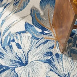 Kirklands Home Blue Grand Leaf Coastal Area Rug, 5x7