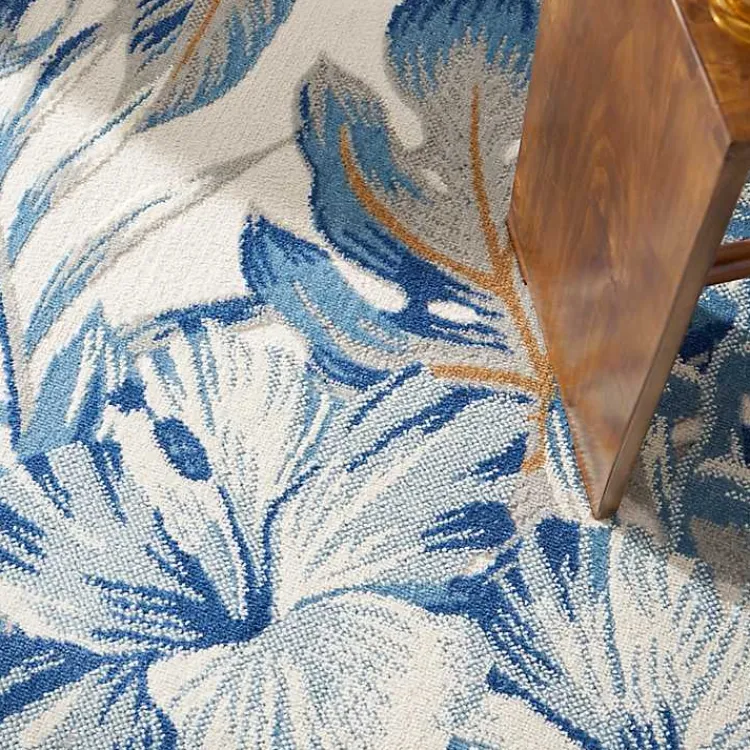 Kirklands Home Blue Grand Leaf Coastal Area Rug, 5x7