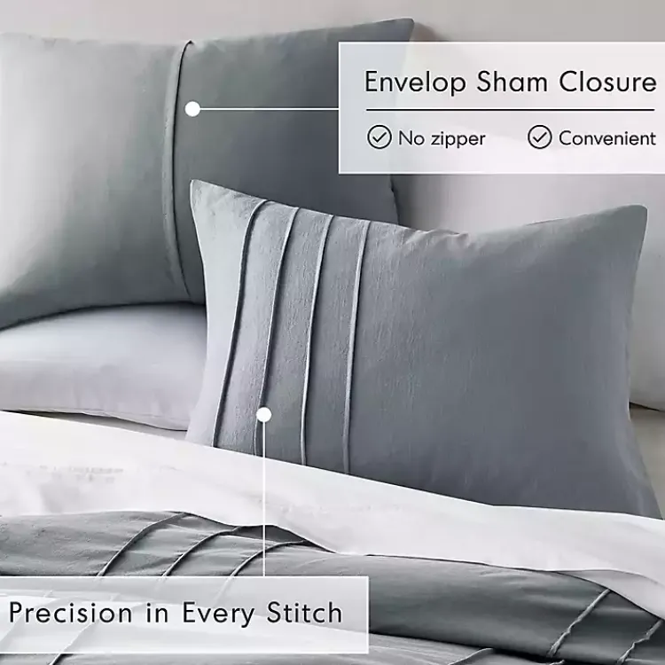Kirklands Home Gray Pleated Grid 3-pc. King Comforter Set Blue Best